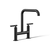 Purist Two-Hole Deck-Mount Bridge Kitchen Sink Faucet in Matte Black