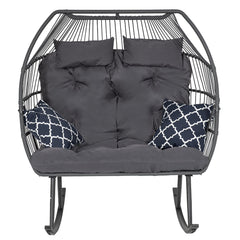 Egg Chair for 2 People with Canopy, Metal and Wicker Frame