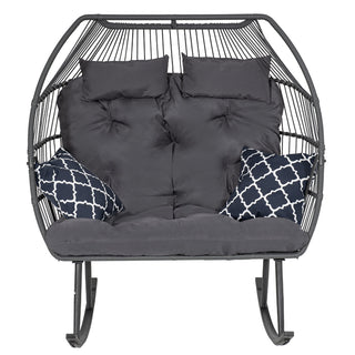 Egg Chair for 2 People with Canopy, Metal and Wicker Frame