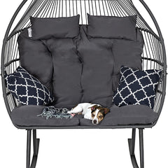 Egg Chair for 2 People with Canopy, Metal and Wicker Frame