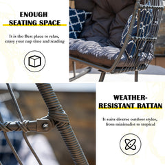 Egg Chair for 2 People with Canopy, Metal and Wicker Frame