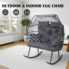 Egg Chair for 2 People with Canopy, Metal and Wicker Frame