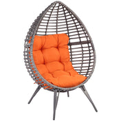 Egg Chair in Hand-Woven PE Wicker with Orange Cushion, Gray Frame