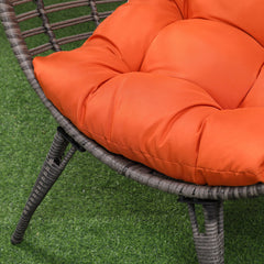 Egg Chair in Hand-Woven PE Wicker with Orange Cushion, Gray Frame