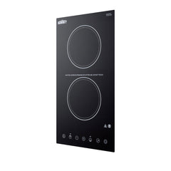 Electric Cooktop, 2 Burner, Ceramic Glass, 115 V, Black