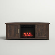Electric Fireplace TV Stand with 2 Cabinets in Dark Walnut