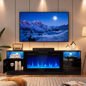 Electric Fireplace TV Stand with Black Manufactured Wood Frame