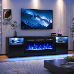 Electric Fireplace TV Stand with Black Manufactured Wood Frame