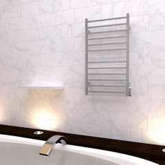 Electric Towel Warmer, Radiant, Wall Mount, 12 Bars, Stainless Steel, Brushed