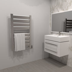 Electric Towel Warmer, Vega, Flat Bar, Wall Mounted, Brushed Stainless Steel