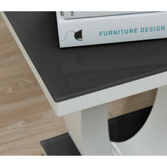 End Table, 19.69-Inch Square, Black with Glass Top and Pedestal Base