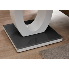 End Table, 19.69-Inch Square, Black with Glass Top and Pedestal Base