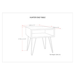 End Table, 22 in Square, Solid Mango Wood with Iron Hairpin Legs