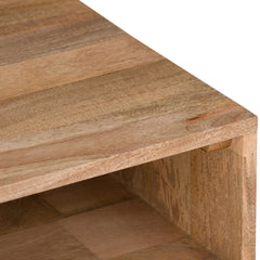 End Table, 22 in Square, Solid Mango Wood with Iron Hairpin Legs
