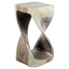 End Table, 23 in Tall, Solid Acacia Wood with Walnut Finish