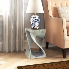 End Table, 23 in Tall, Solid Acacia Wood with Walnut Finish