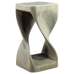 End Table, 23 in Tall, Solid Acacia Wood with Walnut Finish
