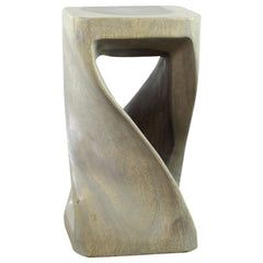 End Table, 23 in Tall, Solid Acacia Wood with Walnut Finish