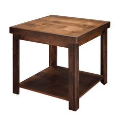 End Table, 24 in Square with Open Lower Shelf, Whiskey Finish