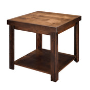 End Table, 24 in Square with Open Lower Shelf, Whiskey Finish