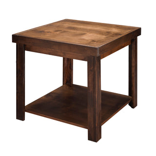 End Table, 24 in Square with Open Lower Shelf, Whiskey Finish