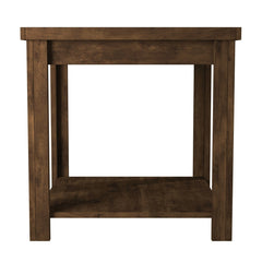 End Table, 24 in Square with Open Lower Shelf, Whiskey Finish