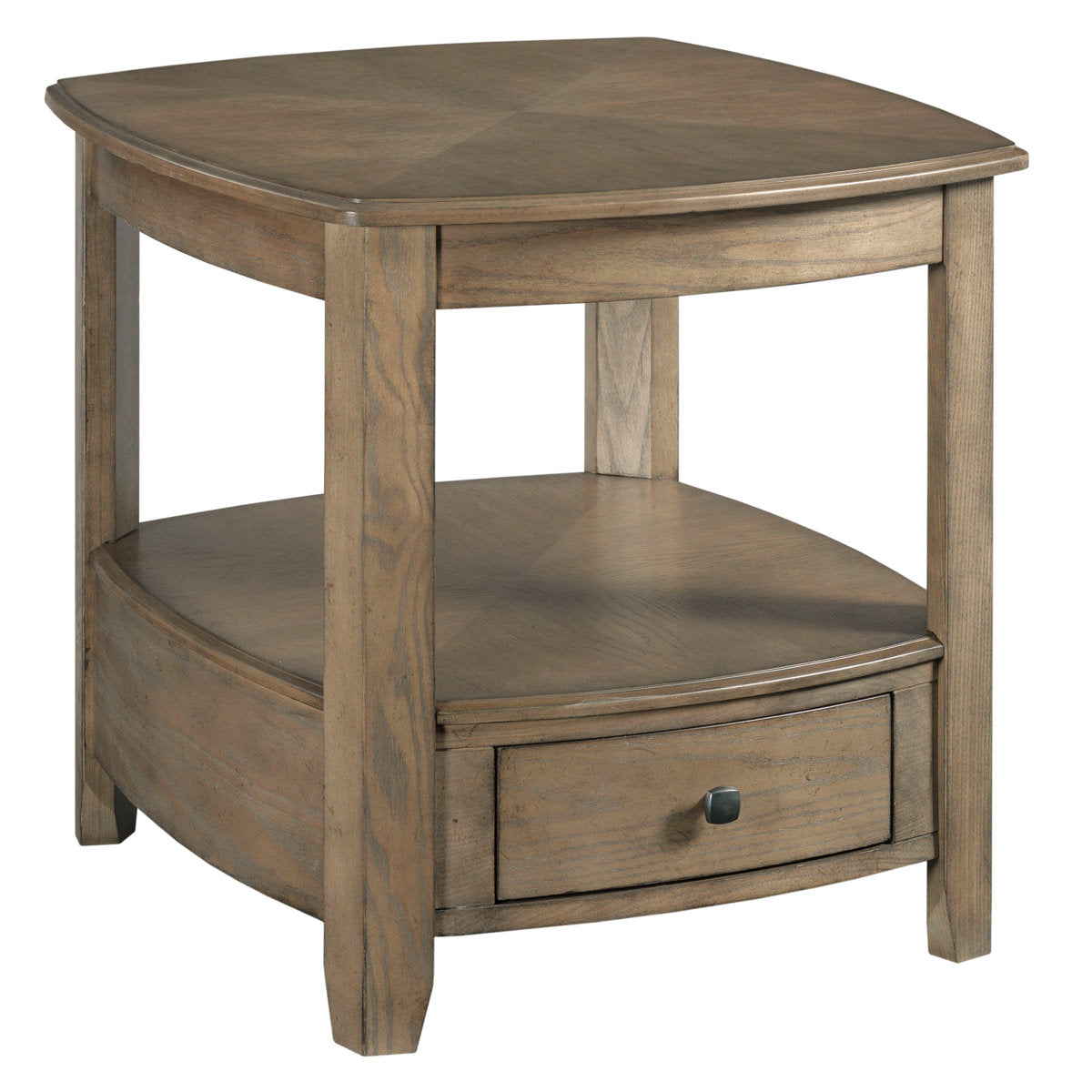 End Table, 27 in W, Solid Wood with Drawer and Shelf in Hazel Brown