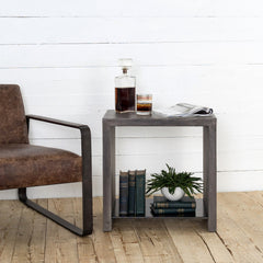 End Table, Dark Gray Concrete with Single Shelf
