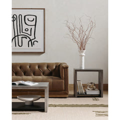 End Table, Dark Gray Concrete with Single Shelf