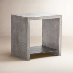 End Table, Dark Gray Concrete with Single Shelf
