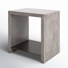 End Table, Dark Gray Concrete with Single Shelf