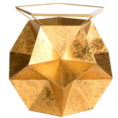 End Table in Gold Iron with Clear Beveled Glass Top