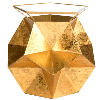 End Table in Gold Iron with Clear Beveled Glass Top