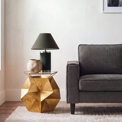 End Table in Gold Iron with Clear Beveled Glass Top