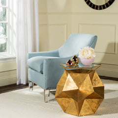 End Table in Gold Iron with Clear Beveled Glass Top