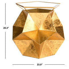 End Table in Gold Iron with Clear Beveled Glass Top