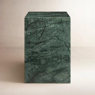 End Table in Green Marble with Block Base