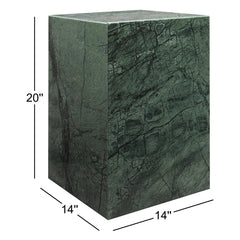 End Table in Green Marble with Block Base