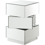 End Table in Mirrored Glass with Triple-Stacked Platform Design, Clear