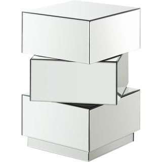End Table in Mirrored Glass with Triple-Stacked Platform Design, Clear