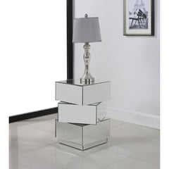 End Table in Mirrored Glass with Triple-Stacked Platform Design, Clear