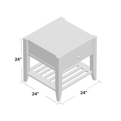 End Table in Solid Acacia Wood with Drawer and Shelf, Brown