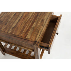 End Table in Solid Acacia Wood with Drawer and Shelf, Brown