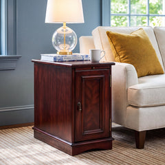 End Table in Solid and Engineered Poplar Wood with Storage Cabinet