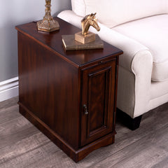 End Table in Solid and Engineered Poplar Wood with Storage Cabinet