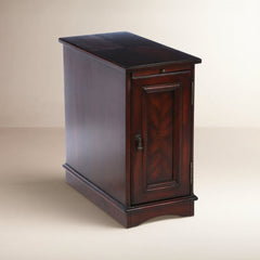 End Table in Solid and Engineered Poplar Wood with Storage Cabinet