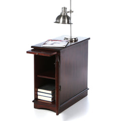End Table in Solid and Engineered Poplar Wood with Storage Cabinet