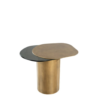 End Table, Iron Pedestal Base, Glass Top, 27.7 in W