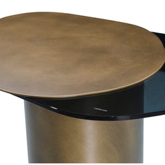 End Table, Iron Pedestal Base, Glass Top, 27.7 in W