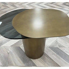 End Table, Iron Pedestal Base, Glass Top, 27.7 in W